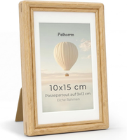 Feihorrm Bilderrahmen 10X15, Eiche Massivholz Fotorahmen Mit GehäRtetem Glas, 15
