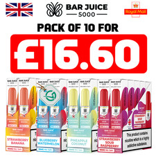 BAR JUICE 5000 10ml Nic Salt E-Liquid 10mg/20mg Nicotine 50PG/50VG | Box Of 10 |