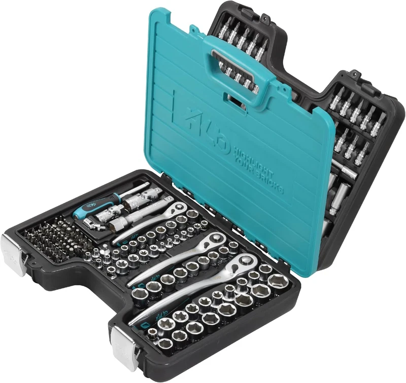 169-piece socket set with a 120-tooth ratchet and steel case