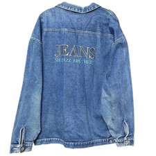 VTG Mid-weight Denim Jacket Blue Jean Embroidered Shabazz Brothers Mens XXL