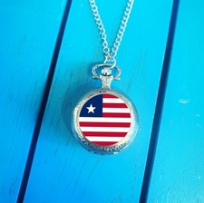 Liberia Flag Pocket Watch. Liberian Gift for Him. Patriotic Christmas Gift.