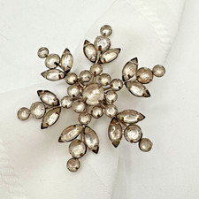 Vtg. Silver-Tone Rhinestone Jeweled Snowflake Napkin Ring (1) Christmas Holiday