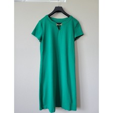 Talbots Dress Small Green Knit Cotton Short Sleeve Metal Accent