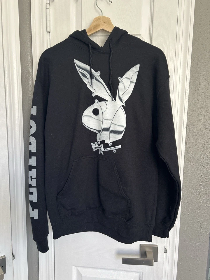 花花公子连帽衫黑色镀铬兔子收藏版1989年1月图形尺寸M — 第 2/4 张图片