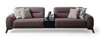 Sofa Garnitur 3-Sitzer Konsole Modern Braun Bequem Couch