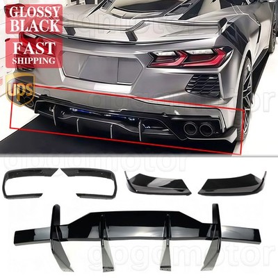For Corvette C8 Z51 20-24 STG 3 Glossy Rear Bumper Diffuser & Side Corner Aprons