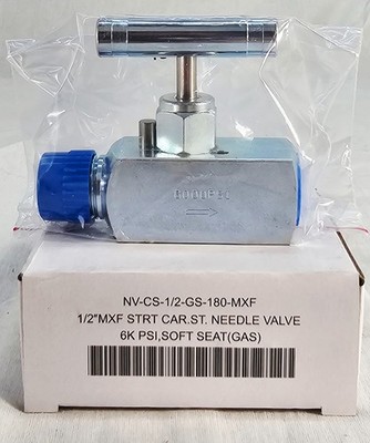 1/2'' MNPT x 1/2'' FNPT Steel Needle Valve (6000 Psi) NV-CS-1/2-GS-180-MXF