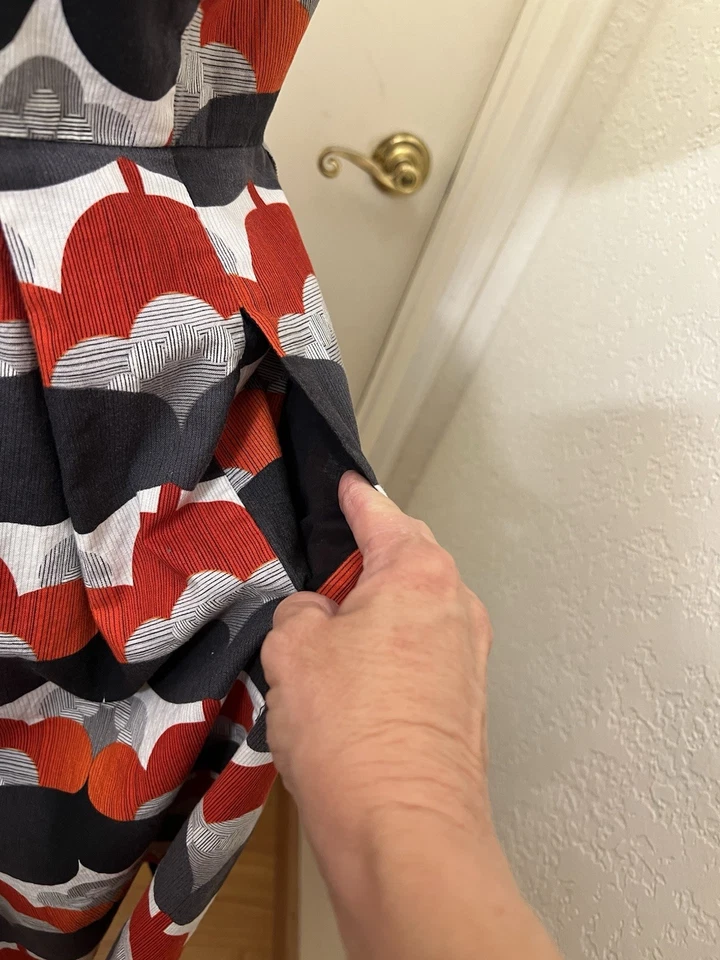 Mod Cloth Bonbon Nuit Print Pleated Dress Women's Short Sleeve Size Large L - Image 3 of 4