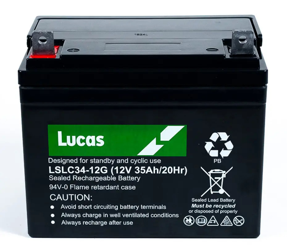 Batterie à décharge lente LUCAS pour panneau solaire et camping-car 34Ah