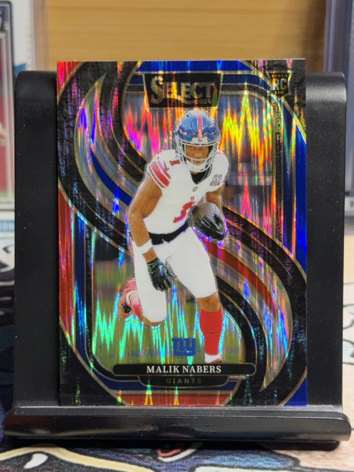 2024 Panini Select - Premier Level Malik Nabers #116 Red & Blue Shock Prizm (RC)