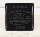 2005 Blenko Collectors Society Glass Tile Paperweight Black Ebony Color  4.5"