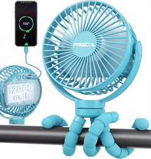 Portable Stroller Fan, Use as Power Bank, 65H 12000Mah Battery Operated