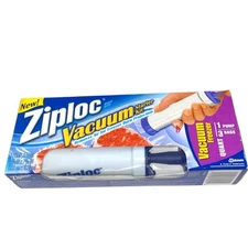 Ziploc Vacuum Starter Kit 1 Freezer Quart Size Pump & 3 Bags NEW SEALED