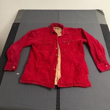 Lee Vintage Red Corduroy Quilted Lined Chore Jacket Mens Large Workwear Shirt
