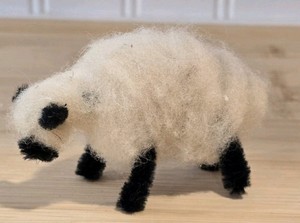 Vintage Handcrafted White Spun Wool Sheep Lamb Farmhouse