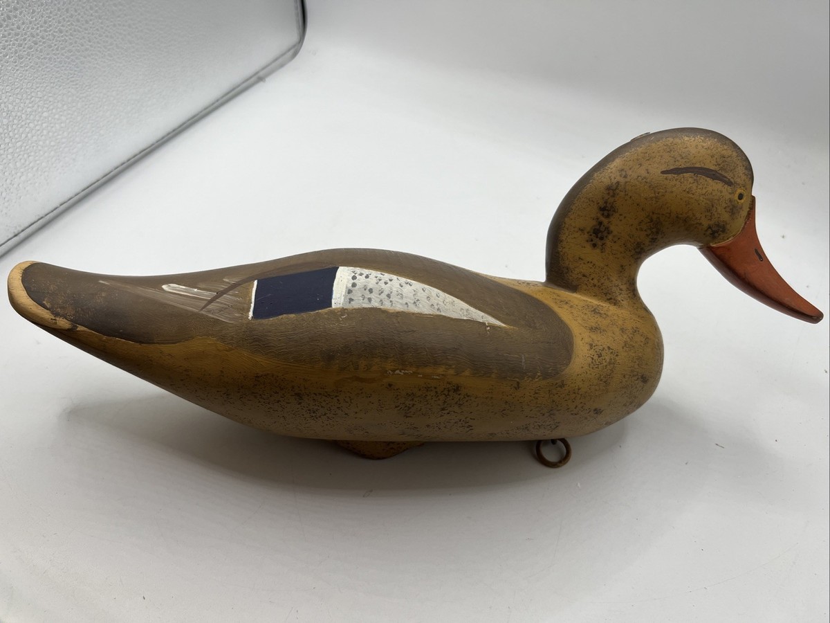 Carved Wood Duck Decoy Signed By Artist S. Pierce Havre de Grace