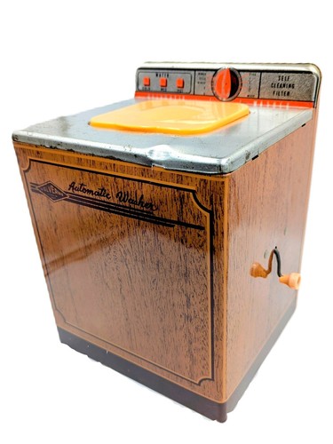 Vtg 1950's Wolverine Child's Automatic Washing Machine 10.5" x 8" Wood Grain 531
