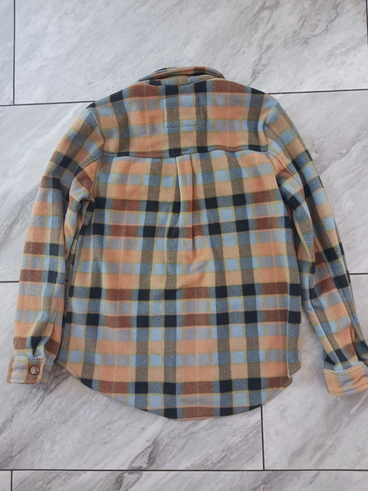 Billabong Fleece Size Med Women's Button Flannel Shirt Jacket Square Check Plaid - Image 3 of 4