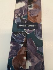 VTG Halston III Men's Tie 59x3.75" Abstract Floral 100% Italian Silk Made in USA