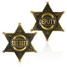 Amaxiu Sheriff Deputy Badge, Metal Western Sheriff Deputy Star Pin Brooch
