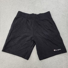 Champion Sweat Shorts Mens Large Black Cotton Blend Logo Embroidery