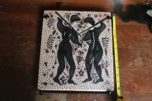 Vintage Mota Socarrat Decorative Tile  Hand Painted with hanger