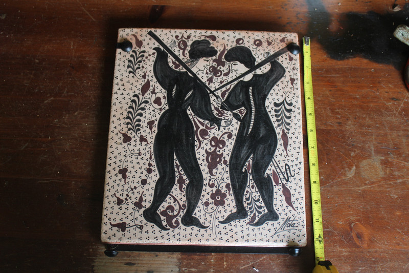 Vintage Mota Socarrat Decorative Tile  Hand Painted with hanger