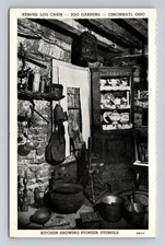 Cincinnati OH- Ohio, Kemper Log Cabin, Zoo Gardens, Antique, Vintage Postcard