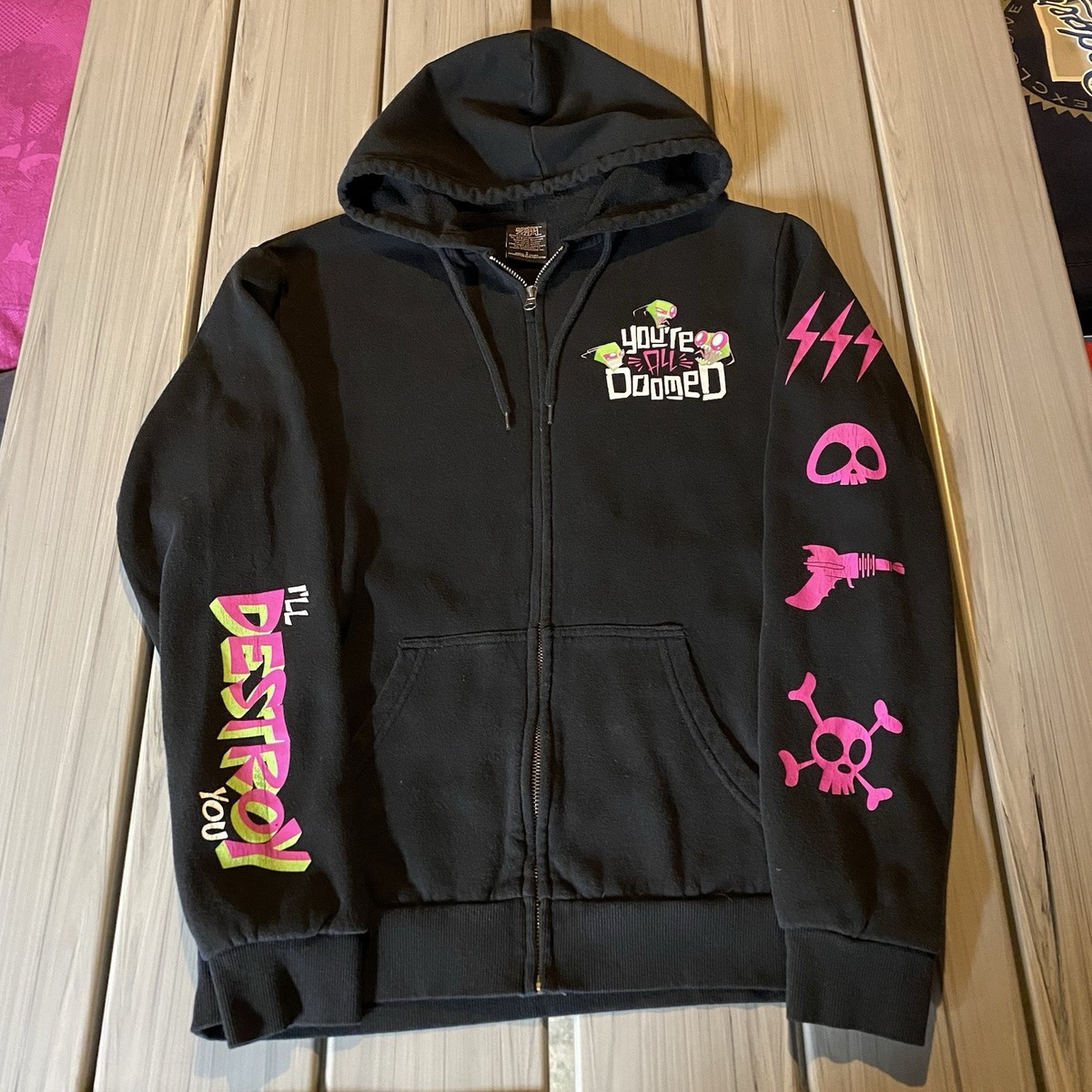 Rare Hot Topic Invader Zim Hoodie Size Small Double Sided Y2K 