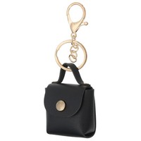 MüNzbeutel,Mini-MüNzbeutel,SchlüSselanhäNger Pu-Leder,Schwarz