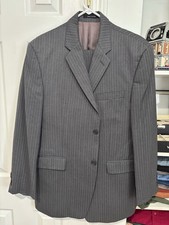 Calvin Klein Men's Solid Gray Blue Suit 2-Piece Jacket Pants 42r 34x30