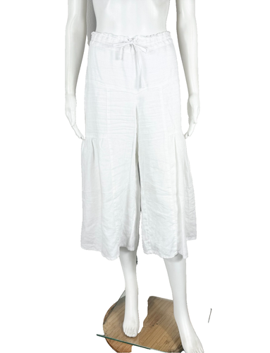 CP SHADES Linen Gaucho Crop Pants White Size XS Drawstring - NTSF