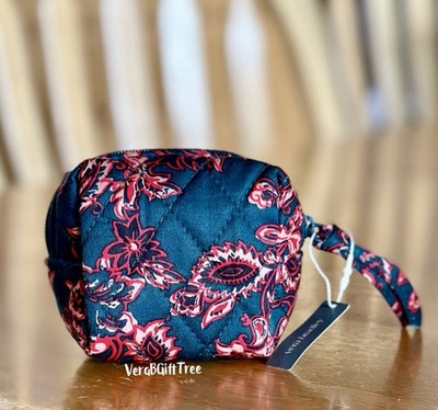 Vera Bradley Mini Cosmetic Case VICTORIAN VINES Cotton Green Red