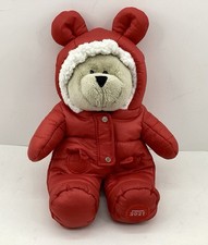 Starbucks Collectible 2021 Holiday Bear Plush Red Quilted Puffer Snow Suit