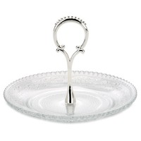 Konfektschale Ø 15 Cm Glas-Schale Ring-Griff Versilberte Snackschale Obstschale