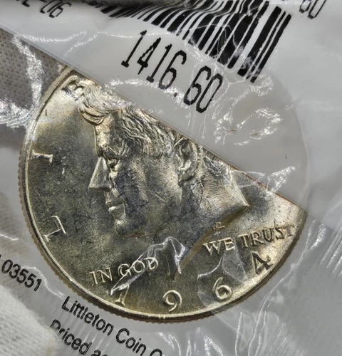 1964 Kennedy Half Dollar 90% Silver Uncirculated Littleton Sealed US Coin