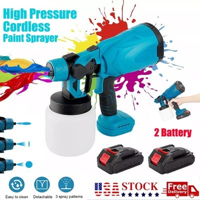 High Pressure Electric Sprayer Cordless Paint Airless HVLP Spray Gun w/2 Battery