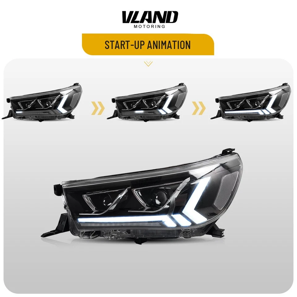 VLAND For 2015-2019 Toyota Hilux/Vigo LED Headlights Animation+Smoke Tail Lights - Image 4 of 4