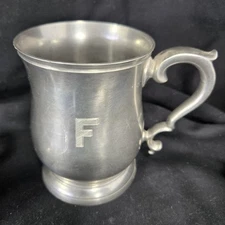 Set of 2 Mugs Tankards Williamsburg Stieff Pewter CW5511 4.75" Tall Engraved F
