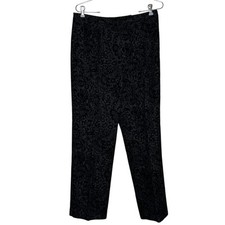 Talbots Size 10 Black Monochromatic Crushed Velvet Cotton Straight Leg Pants