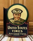 United States Tires Flange Sign 2 Sided Gas Oil Garage Vintage Style Wall Decor