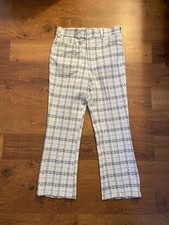Vintage 70  s Sears Kings Road Perma-Prest Plaid Pants Slacks Blue Plaid 36