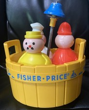 Vintage 1970s Fisher Price 3 Three Men in a Tub Rub a Dub - Complete Bath Set