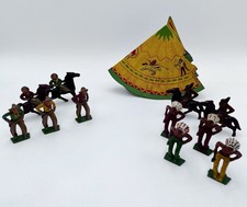 Vtg Lot Of Barclay Manoil Cowboys Indians Horses Chief Tomahawk Teepee Very Nice