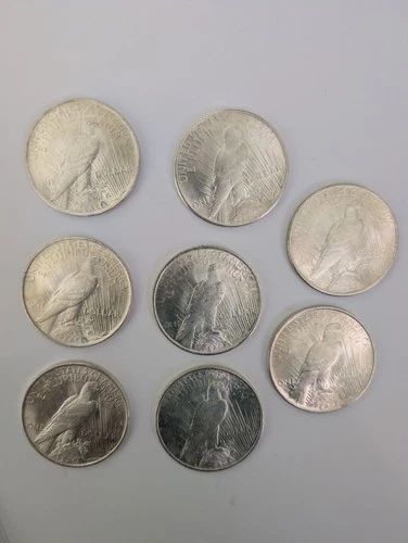UNC Peace Dollar Lot Of 8, 90% Silver MV $490usd