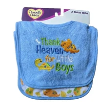Parent Choice Embroidered Embroidery Dinosaur Baby 2 Pack Bibs