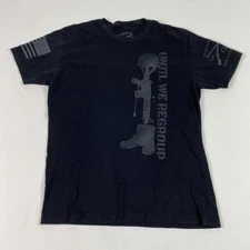 Grunt Style Shirt Mens Large Black Until We Regroup Patriotic USA Flag