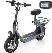 Foldable Electric Scooter with Seat, 1200W Peak Motor, Commuter for Adults&Teens