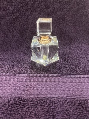 Oleg Cassini Sparkling Crystal Perfume Bottle Engraved Signature On Bottom