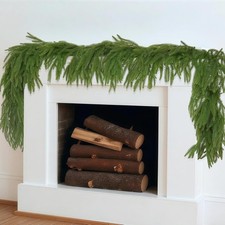 2 Pcs 6FT Christmas Garland,Christmas Decorations,Real Touch Norfolk Pine Garlan
